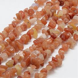 Natural Red Aventurine Beads Strands, Chip