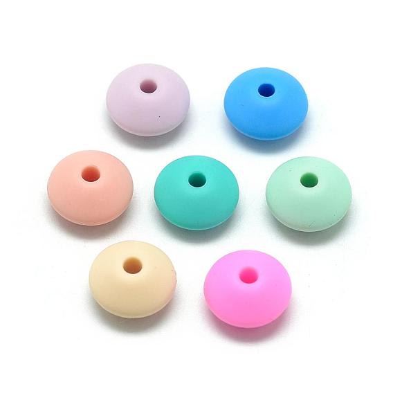 Perles de silicone écologiques de qualité alimentaire, perles à mâcher pour les jouets de dentition, Diy soins infirmiers colliers faisant, rondelle