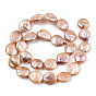 Natural Keshi Pearl Beads Strands, Cultured Freshwater Pearl, Baroque Pearls, Flat Round