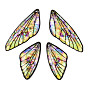 Набор подвесок в виде крыльев из прозрачной смолы, золотой фольгой, подвески в виде крыльев бабочки