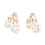 Rack Plating Brass Cubic Zirconia Charms, Long-Lasting Plated, Cherry
