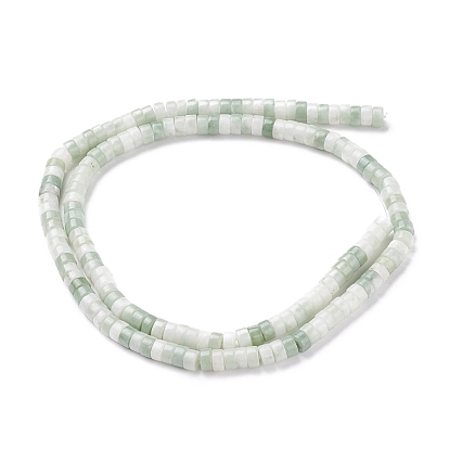 Natural Qinghai Jade Beads Strands, Heishi Beads, Flat Round/Disc