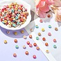 300pcs 2 Styles Opaque Acrylic Beads, Metal Enlaced, Flat Round