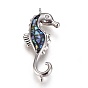 Brass Micro Pave Cubic Zirconia Links, with Shell, Sea Horse