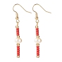Glass Seed & Imitation Pearl Beaded Dangle Earrings, Gold Plated Brass Jewelry for Women