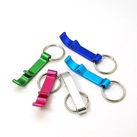 Aluminum Alloy Bottle Openners, with Iron Rings, Letter F, 74mm