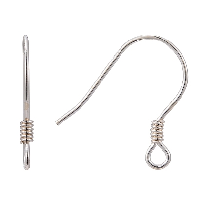 925 Sterling Silver Earring Hooks, 14x10mm, Hole: 1mm, 22 Gauge, Pin: 0.6mm