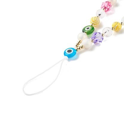 Sangles mobiles en perles de plastique ccb, avec des perles au chalumeau, fimo , perles acryliques et fil de nylon, mauvais œil
