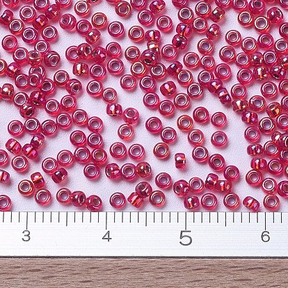 Perles rocailles miyuki rondes, perles de rocaille japonais, 11/0, couleurs bordées d'argent ab