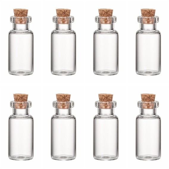 Bouteilles de verre bocal en verre, avec bouchon en liège, souhaitant bouteille, perle conteneurs, clair, 35x16 mm, capacité: 6 ml (0.2 fl. oz)