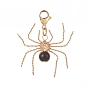 Wire Wrapped Gemstone Pendant Decorations, with 304 Stainless Steel Lobster Claw Clasps, Spider