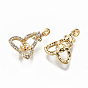 Brass Micro Pave Clear Cubic Zirconia Peg Bails Pendants, for Half Drilled Bead, Nickel Free, Real 18K Gold Plated