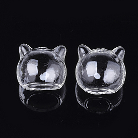 Handmade Kitten Blown Glass Globe Beads, Cat Head