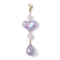 Acrylic Pendant Decorations, with Resin Beads and 304 Stainless Steel Clasp, Heart & Teardrop