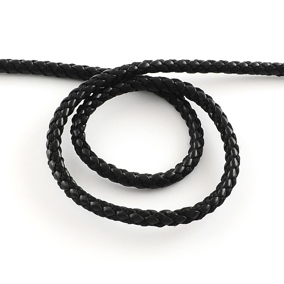 Tressé pu cordon de cuir, imitation cordon en cuir pour la fabrication de bracelets, 5mm, environ 9.84 yards (9m)/rouleau