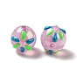 Perles acryliques, de couleur plaquée ab , avec l'émail, ronde avec feu d'artifice