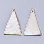 Electroplate Freshwater Shell Big Pendants, for DIY Jewelry Making, Edge Golden Plated, Triangle