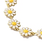 Enamel Flower Link Chain Bracelet, Gold Plated 304 Stainless Steel Jewelry for Women