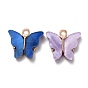 Alloy Acrylic Pendants, Butterfly, Light Gold