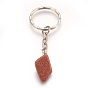 Natural Gemstone Keychain, with Iron Findings, Nuggets