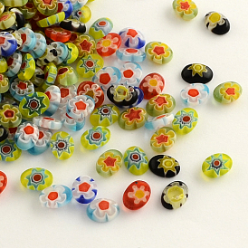 Cabochons de cristal millefiori hecho a mano, oval, 8x6x3 mm