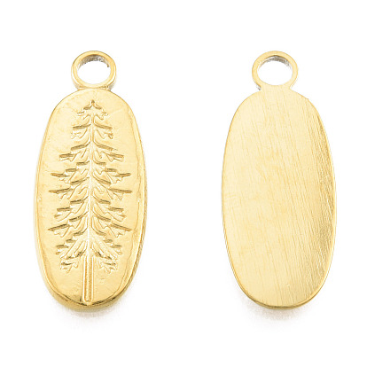 201 Stainless Steel Pendants, Oval with Tree