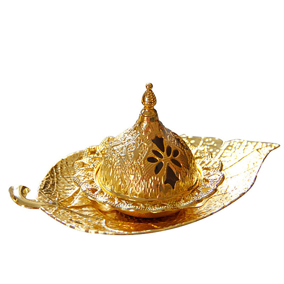 Brûleur d'encens arabe, porte-encens en métal avec plateau à feuilles, pour la décoration de bureau à domicile