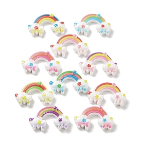 Cartoon Opaque Resin Decoden Cabochons, Rainbow with Cloud