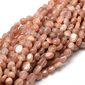 Nuggets sunstone naturelles perles brins, pierre tombée, 5~10x6~7x3~7mm, Trou: 1mm, environ 14.9 pouces ~15.7 pouces
