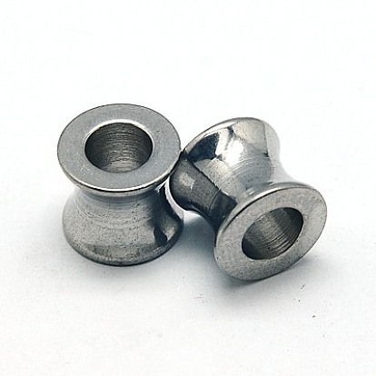 304 Stainless Steel European Beads, Large Hole Beads, Column, 9x8mm, Hole: 5mm