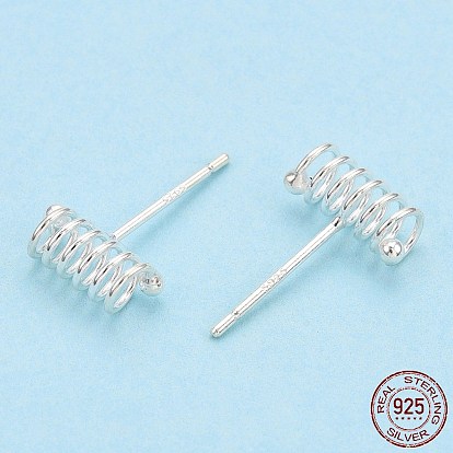925 серьги-гвоздики из стерлингового серебра с пружиной и спиралью, с печатью s925