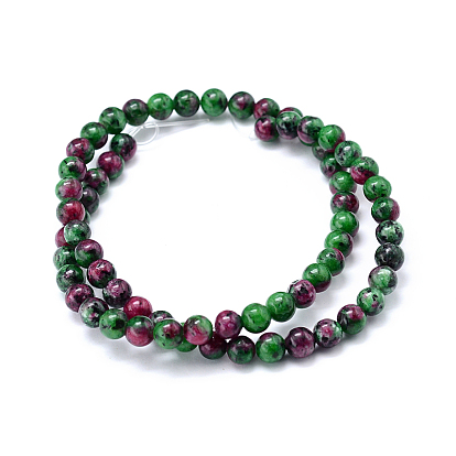 Synthetic Ruby in Zoisite Beads Strands, Dyed, Round