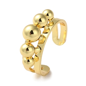 Rack Plating Brass Round Ball Open Cuff Rings, Cadmium Free & Lead Free