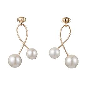 Shell Pearl Round Ball Drop Earings, Brass Stud Earrings