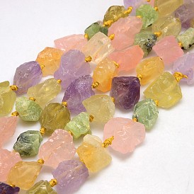 Natural Mixed Gemstone Beads Strands, Nuggets, 13~35x8~28mm, Hole: 2mm,  about 15~19pcs/strand, 15.74 inch