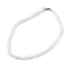 Glass Pearl Round Beaded Necklace for Men Women