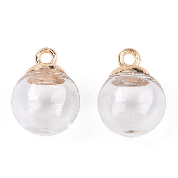 Glass Ball Pendants, with CCB Plastic Findings, Round
