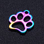 Revestimiento de iones (ip) 201 amuletos para mascotas de acero inoxidable, pata de perro