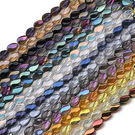 Transparent Electroplate Glass Bead Strands, Mixed Style, Teardrop