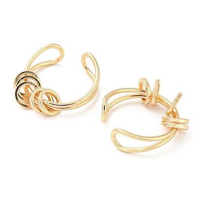 Brass Rotating Rings Open Cuff Ring, Anxiety Stress Relief Rings