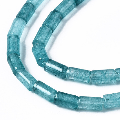 Natural Aquamarine Beads Strands, Dyed, Column