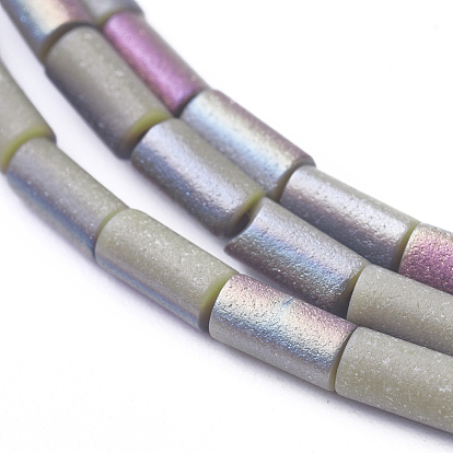Electroplated Frosted Glass Beads Strands, Column