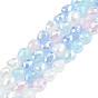 Galvanoplastie opaques couleur unie perles de verre brins, de couleur plaquée ab , facette, fraise