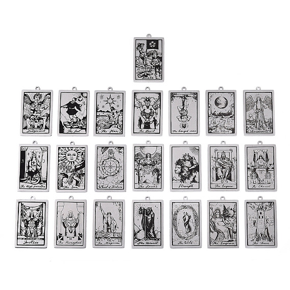 201 colgantes de acero inoxidable, patrón grabado con láser, colgantes de cartas de tarot