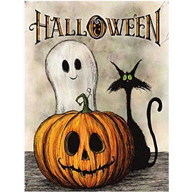 Halloween Ghost Pumpkin Cat DIY Diamond Painting Kit, Including Resin Rhinestones Bag, Diamond Sticky Pen, Tray Plate and Glue Clay