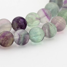 Rainbow fluorite naturelle rondes rangées de perles