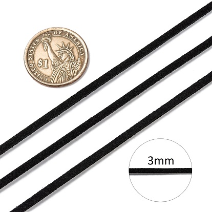 Cordón de gamuza sintética ecológico, cadena de gamuza de encaje de gamuza sintética para hacer joyas de bricolaje, 3.0x1.4 mm, aproximadamente 98.42 yardas (90 m) / rollo