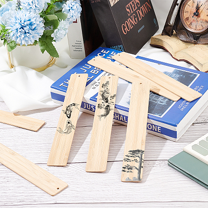 BENECREAT 24Pcs Blank Bamboo Bookmark, Unfinished Wood Hanging Tags, for Engraving, Painting, Rectangle