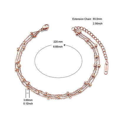 Многожильный браслет shegrace из титановой стали, с кабельными цепями и круглыми бусинами (удлинители цепи случайным образом)