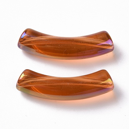 Placage uv perles acryliques irisées arc-en-ciel transparentes, tube incurvé